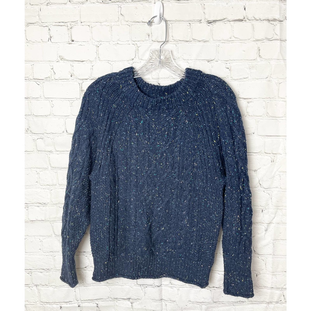 J. Crew Donegal Cable Knit Crewneck Sweater Acrylic Wool Fisherman Size XS